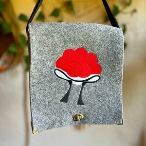 Handmade Felt Crossbody Bag German Black Forest Hat Embroidery, Bollenhut Purse